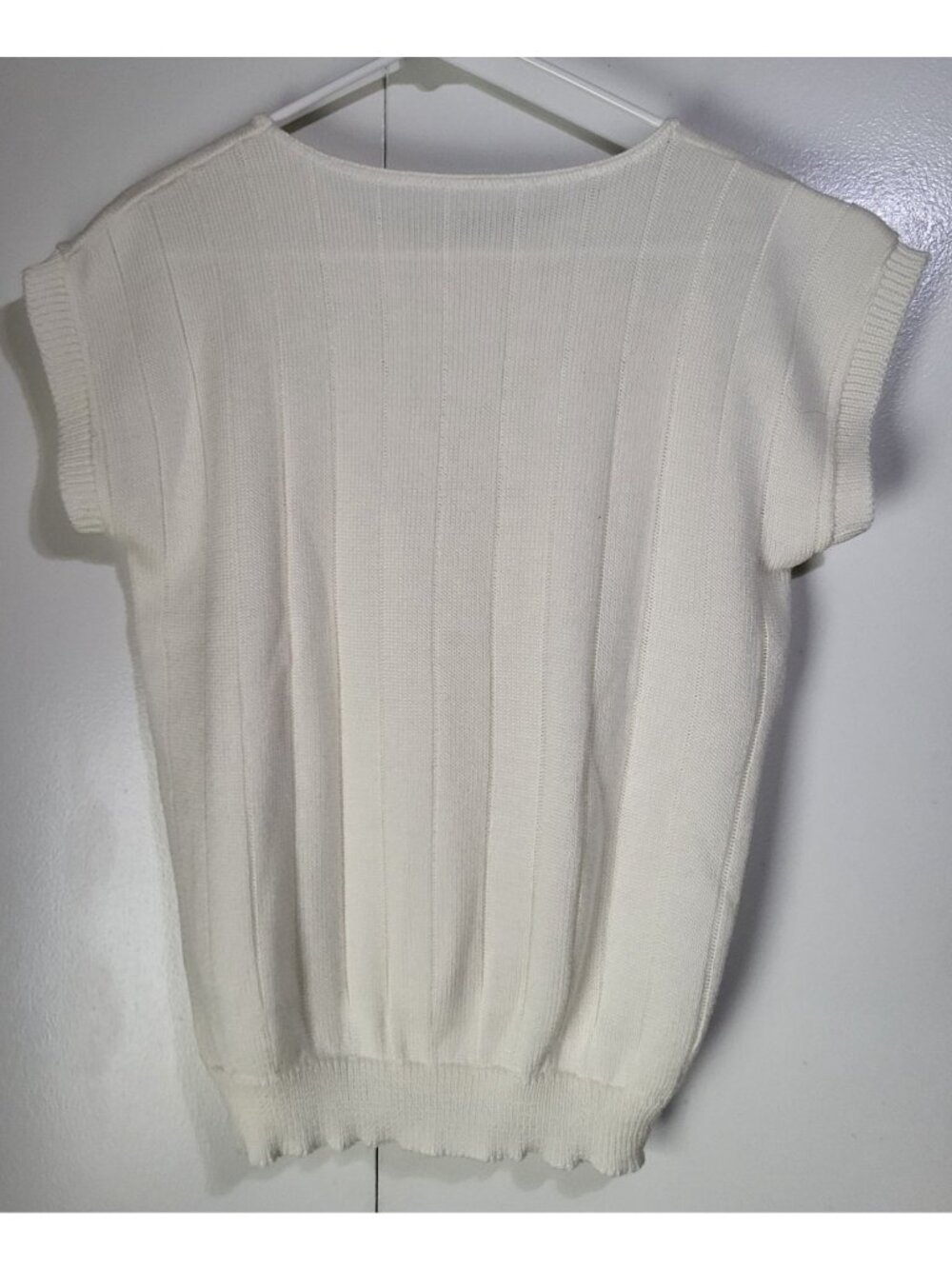 Vintage Women's Large Boho Retro Off White Sweater Acrylic Made in USA Openwork - Picture 2 of 7